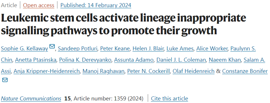 Natu Commun：揭示白血病干細(xì)胞在化療后促進(jìn)自身生長機(jī)制